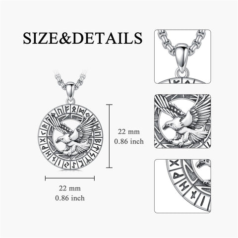 Sterling Silver Viking Dragon Eagle Wolf Animal Pendant Necklace for Men