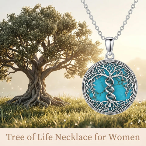 Sterling Silver Turquoise Sun and Moon AA Sobriety Celtic Knot Cross DNA Star of David Tree of Life Pendant Necklace