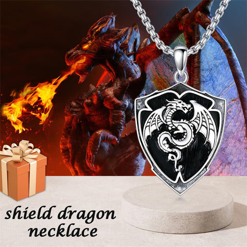 Sterling Silver Viking Dragon Eagle Wolf Animal Pendant Necklace for Men