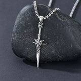 Sterling Silver Medieval Sword Dagger Pendant Necklace