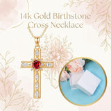 14K Gold Plated Birthstone Infinity  Cross Pendant NecklaceJewelry for Women