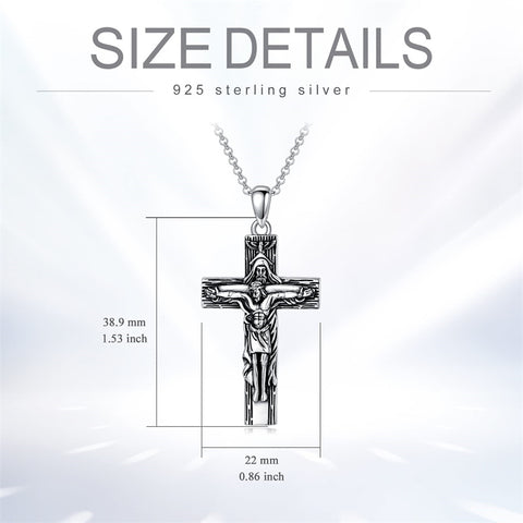 Sterling Silver Aztec Lion Cross Pendant Necklace