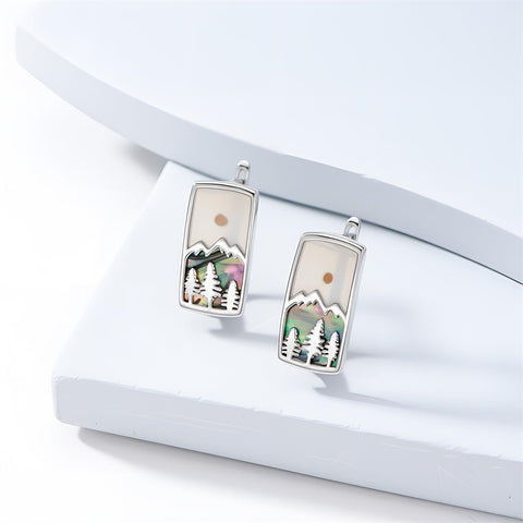 Sterling Silver Abalone Shell Mountain Cat Dog Fox Dragonfly Hummingbird Earring