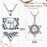 Sterling Silver Amulet Necklace Star of David Pendant Necklace