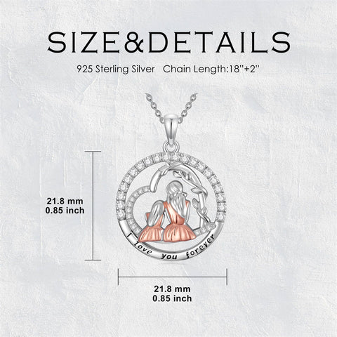 Sterling Silver Mother Daughter Father Daughter Sister Pendant Necklace Family Jewelry for Christmas Mother's Day