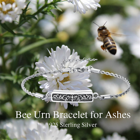 Sterling Silver Bee Celtic Knot Hummingbird Rose Sunflower Bar Urn Bracelet for Ashes