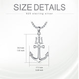 Sterling Silver Earth Swordfish Trident Compass Anchor Pendant Necklace