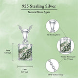 Natural Moss Agate Necklace 925 Sterling Silver Green Moss Agate Emerald Cut Necklace Moss Agate Necklace Natural Green Gemstone Jewelry Gift