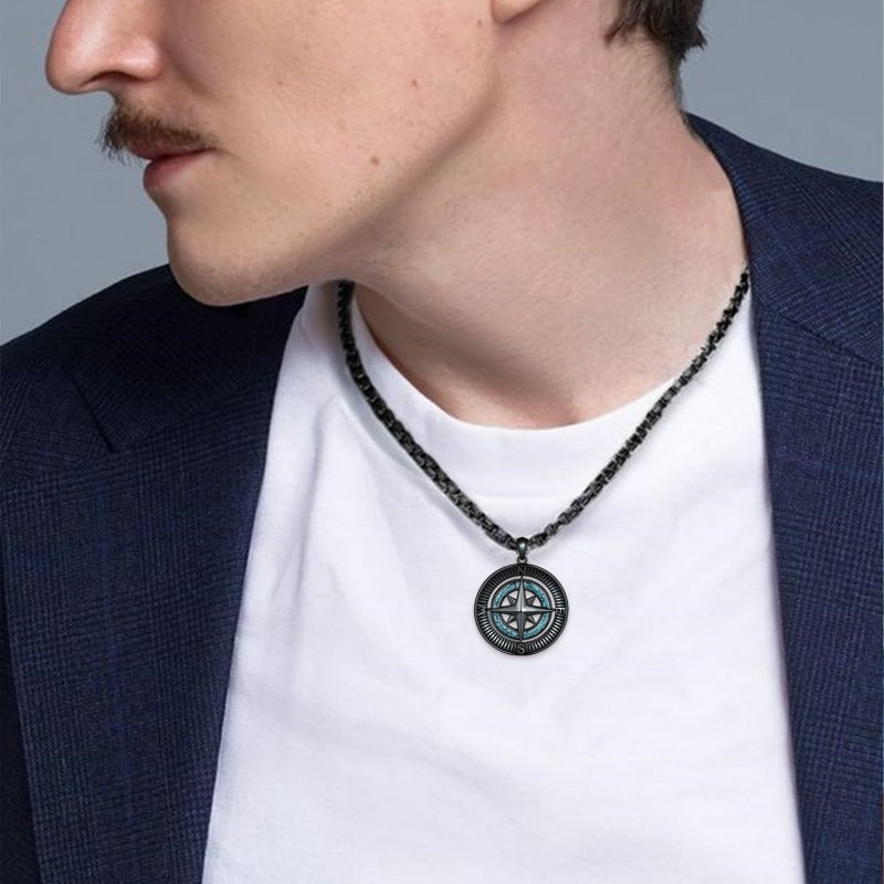 14K Gold Plated Turquoise Wolf Thor's Hammer Ankh Dragon Lion Compass Crucifix Pendant Necklace for Men