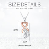 Sterling Silver Butterfly Glove Fight Sunflower Pink Ribbon Pink Breast Cancer Awareness Pendant Necklace
