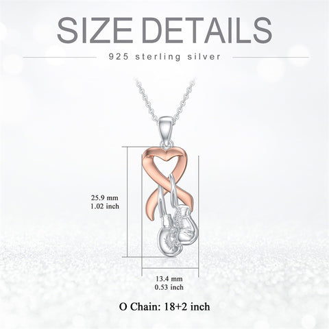 Sterling Silver Butterfly Glove Fight Sunflower Pink Ribbon Pink Breast Cancer Awareness Pendant Necklace