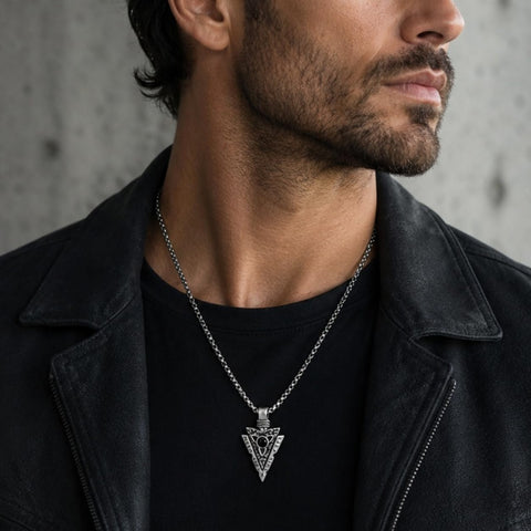 Malachite Turquoise Arrow Pendant Necklace for Men
