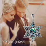 Star of David Necklace Sterling Silver Cross/Chai/Peace Sign/Tree of Life Abalone Shell Jewish Jewelry for Women Men