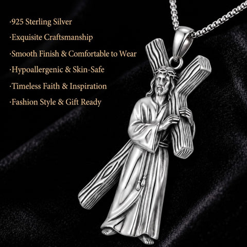 Sterling Silver Cross Pendant Necklace Christian Religious Jewelry Gifts for Anniversary