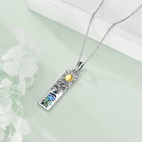 Sterling Silver Mountain Bear Pine Tree Sun Ocean Snowy Mountain Pendant Necklace