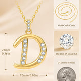 Cubic Zircon 14K Gold Plated Initial Letter A-Z Pendant Necklace