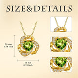 10K 14K 18K Gold 12 Months Birthstones  Love Knot Pendant Necklace