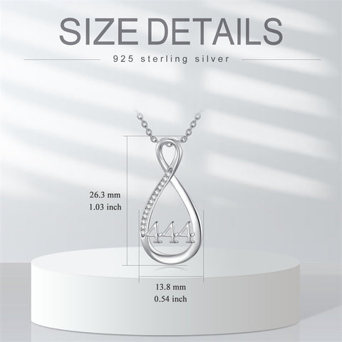 Sterling Silver 111 222 333 444 555 777 888 999 Infinity Angel Number Pendant Necklace