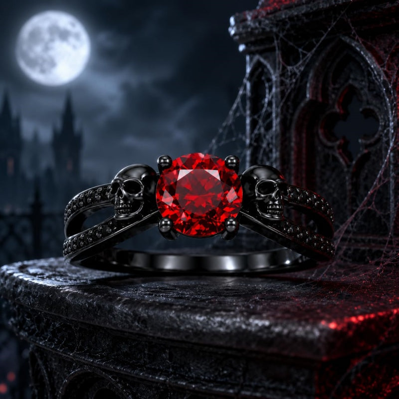 Sterling Silver 10K 14K 18K Gold Personalized Gothic Skull Ring Exquisite Spooky Jewelry for Halloween Lovers