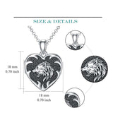 Heart Wolf Locket Necklace That Holds 2 Pictures Personalized Photo Locket for Men Sterling Silver on Father Son Birthday