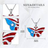 Sterling Silver Butterfly Frog Tree of Life Puerto Rico Flag Pendant Necklace