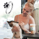 Sterling Silver Forever in My Heart Cremation Urn Ring Hold Loved Pet Dog Ashes Memorial Jewelry