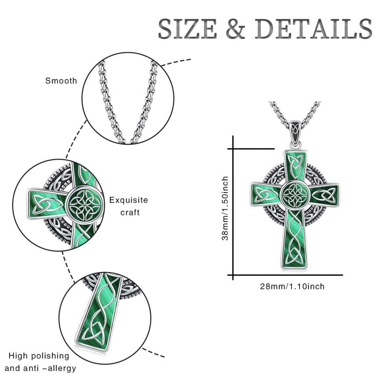 14K Gold Plated Celtic Vikin Cross Pendant Necklace Irish Jewelry Religious Protective Gift