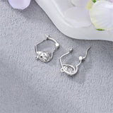 Sterling Silver Fox Frog Leopard Peacock Puppy Animal Hug Hoop Earrings