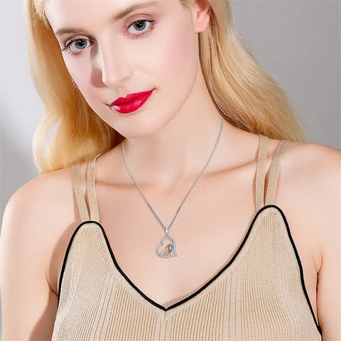 Sterling Silver Horse and Girl Pendant Necklace