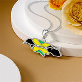 Sterling Silver Jamaica America Texas Africa Map Pendant Necklace Country Map Chain Jewelry Gifts