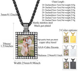 Copper Cubic Zirconia Square Personalized Photo Engraved Pendant Necklace