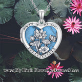 Sterling Silver Turquoise Personalized Photo 12-Month Birth Flower Pendant Necklace