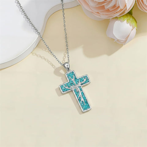 Sterling Silver Cross Pendant Necklace for Women Southwestern Cross Jewelry Gifts