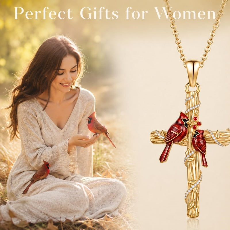 14K Gold Plated Cross Pendant Necklace Faith Jewelry Gift for Women