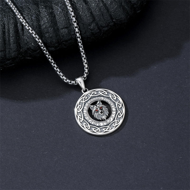 Sterling Silver Oxidized Tiger Wolf Lion Leopard Pendant Necklace for Men