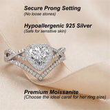 Sterling Silver 10K 14K 18K Gold 1CT-4CT Heart Round Teardrop Oval Moissanite Engagement Rings Set for Women