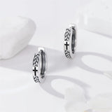 Sterling Silver Cross Celtic Knot Turquoise Hoop Earring for Men