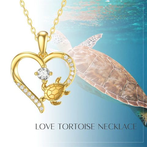 14K Gold Sea Turtle & Mother and Child Pendant Necklaces