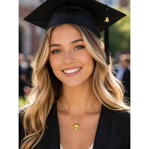 Initial  Graduation 14K Gold Plated Inspiring Grad Pendant Necklace Graduations Jewelry Gifts