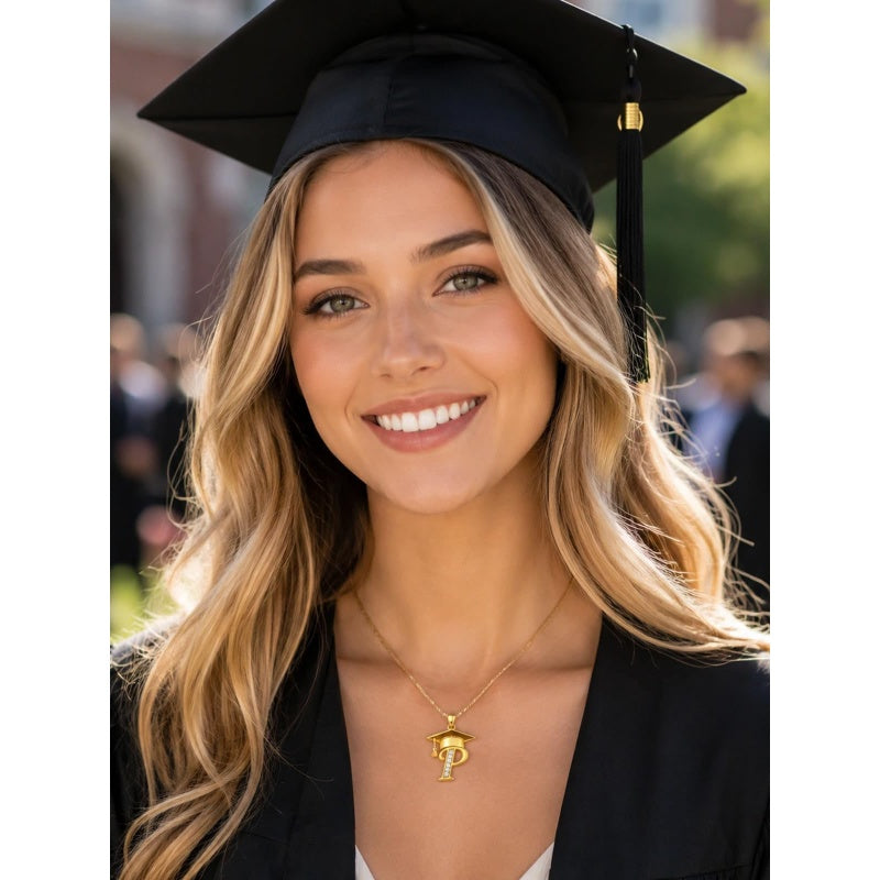 Initial  Graduation 14K Gold Plated Inspiring Grad Pendant Necklace Graduations Jewelry Gifts