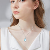 Teardrop Moonstone Necklace for Women,925 Sterling Silver Created Water-Shaped Moonstone Cage Filigree Necklaces,Anniversary Birthday Jewelry Gift