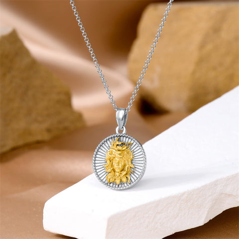 Sterling Silver Gold Medusa Goddess Amulet Pendant Necklace
