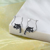 Sterling Silver Fox Frog Leopard Peacock Puppy Animal Hug Hoop Earrings