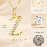 Cubic Zircon 14K Gold Plated Initial Letter A-Z Pendant Necklace