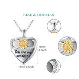 10K 14K 18K Gold Heart Personalized Photo Sunflower Pendant Necklace
