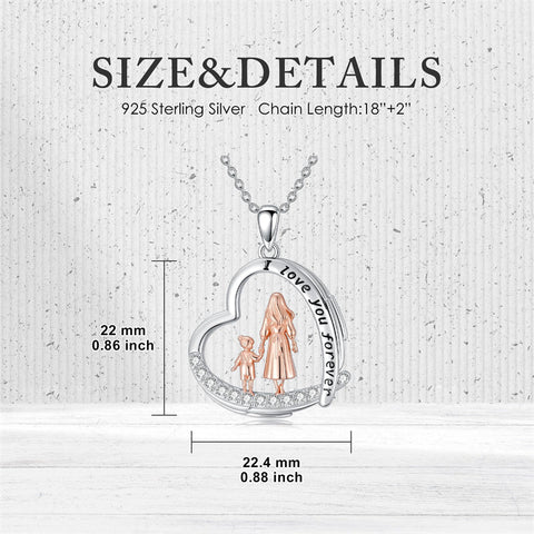 Sterling Silver Mother Daughter Father Daughter Sister Pendant Necklace Family Jewelry for Christmas Mother's Day