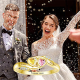 10K 14K 18K Gold Personalized 2 Birthstones Engraved Ring Mother's Day Gift