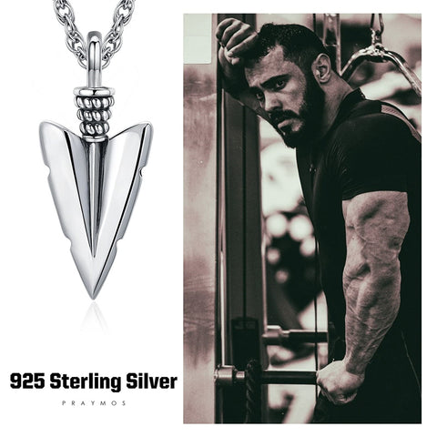 Arrow Necklace for Men 925 Sterling Silver Amulet Pendant Jewellery Birthday Gifts for Women Unisex 20+2‘’ Stainless Steel Chain