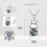 Sterling Silver Moss Agate Hippo Koala Elephant Teddy Bear Pendant Necklace