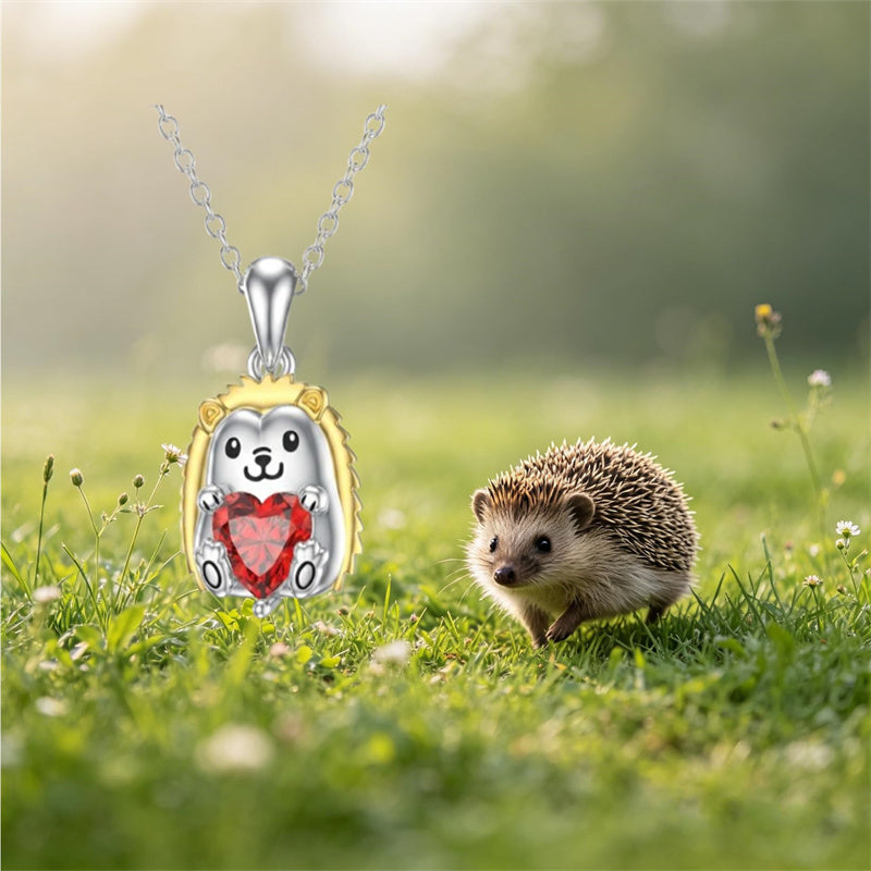 Sterling Silver 12 Month Birthstones Hedgehog Pug Fox Otter Pendant Necklace Gifts for  Birthday, Christmas, Graduation